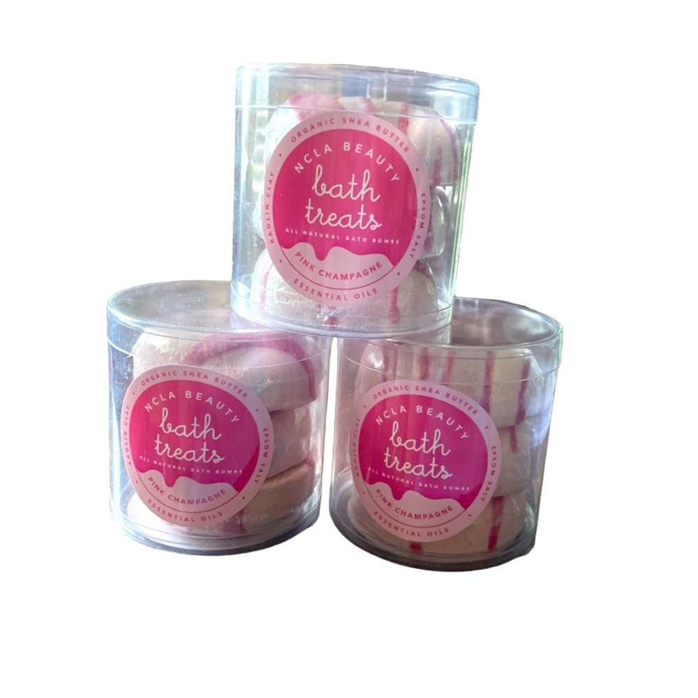 NCLA Beauty Pink Champagne Bath Bombs (set of 3) each 3 individually wrap Beauty
